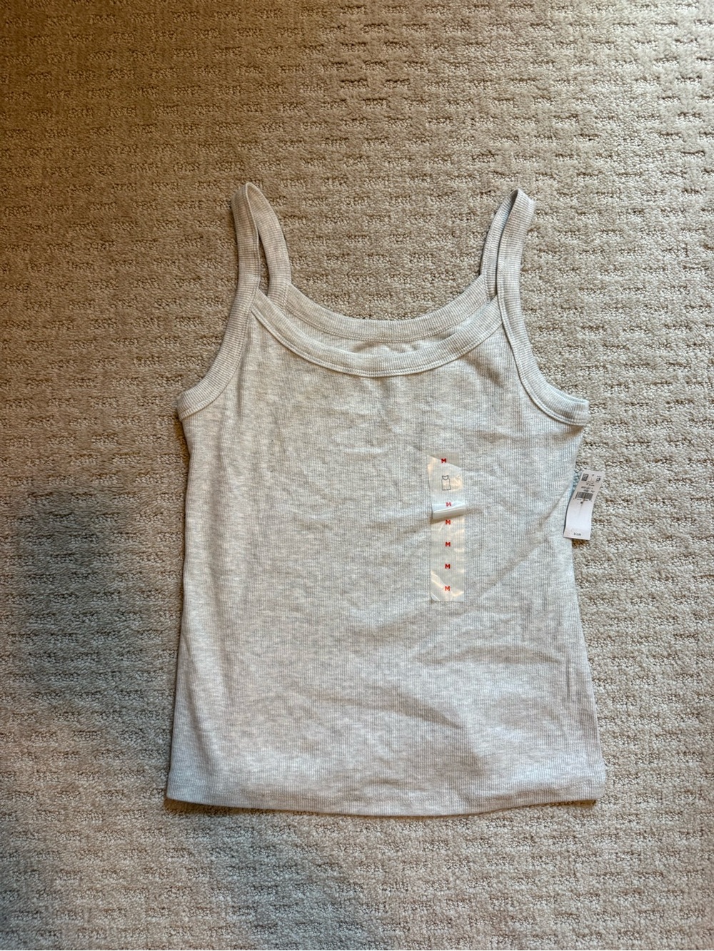 Old Navy Light Gray Ribbed Tank Top - Slim Strap Layering